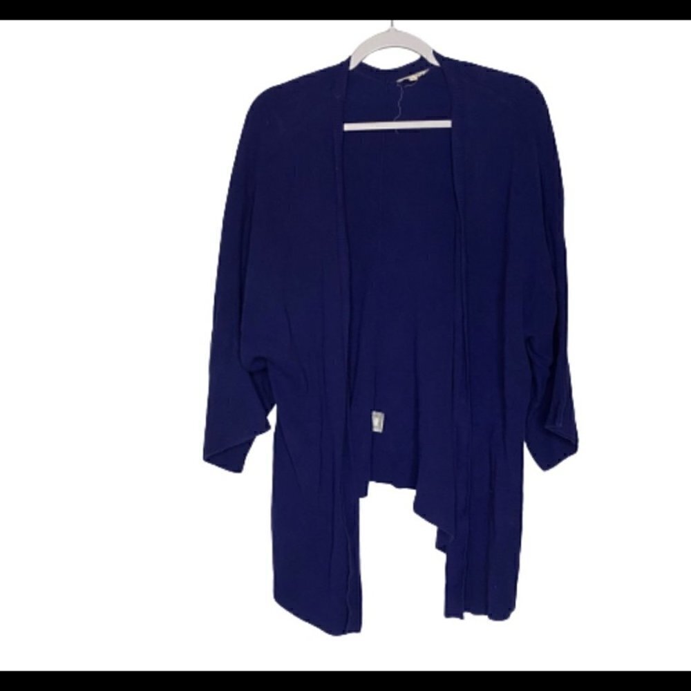 Eileen Fisher Purplish Blue Dolman Sleeve Open Front Sweater